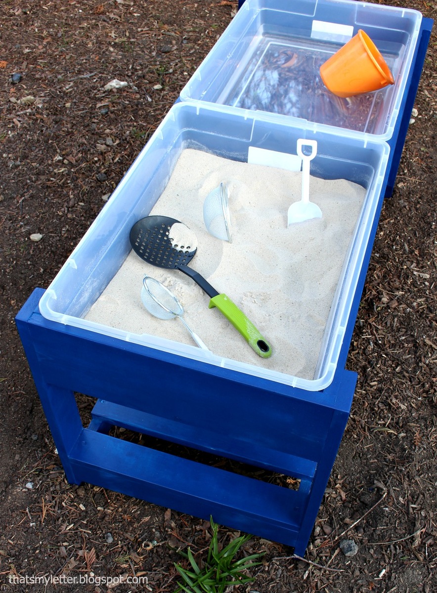 play day sand and water table with fish pond